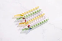 Set of 6 straws with fruit made of borosilicate glass 16cm