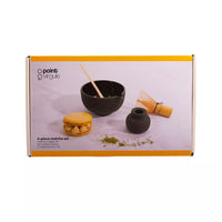 4-piece cast iron matcha set with bowl, holder, whisk and spoon
