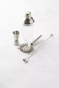 4-piece cocktail set in glass and stainless steel