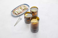 Set van karaf en 2 glazen uit upcycled glas roodbruin