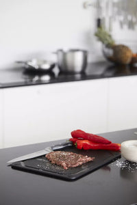 Wood fiber cutting board with juice groove black 44x32.5cm FSC®